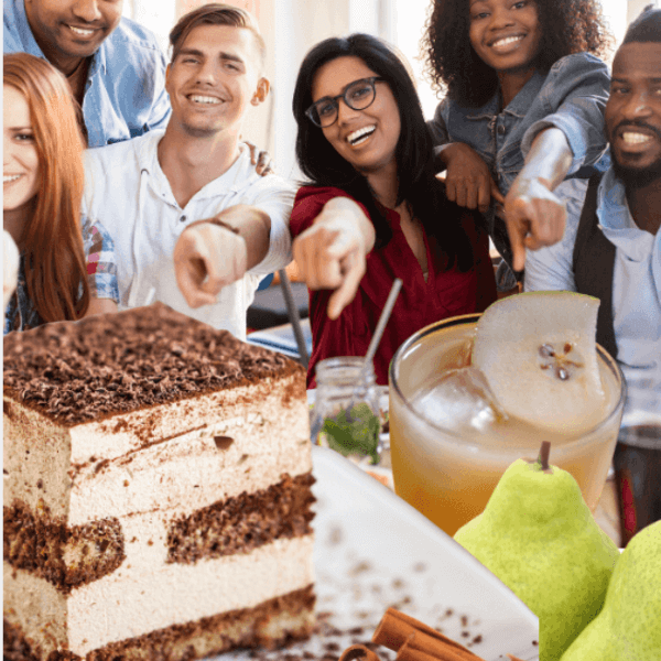 Refreshing Pear & Cinnamon Spritz with  Tiramisu alla Romana